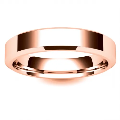 Flat Court Chamfered Edge - 4mm (CEI4R) Rose Gold Wedding Ring